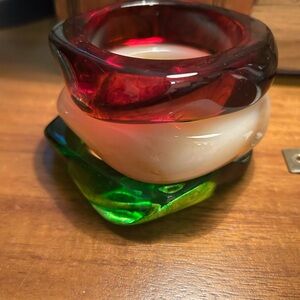 Set of Resin bangle bracelets~3. Amber, Green, and Bone. Beautiful and on trend!